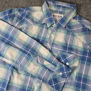 Reclaim Athletic Mens‎ Large Plaid Button Down Long Sleeve Shirt Casual